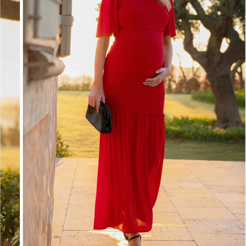 Seraphine smocked maternity to nursing maxi dress